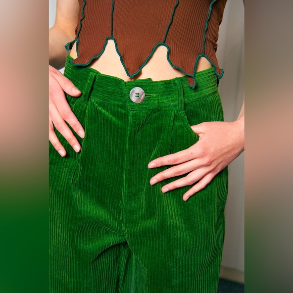 Unisex POISON GREEN Corduroy Grampa Trousers - Picture 9 of 12